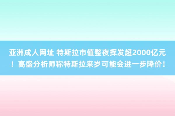 亚洲成人网址 特斯拉市值整夜挥发超2000亿元！高盛分析师称特斯拉来岁可能会进一步降价！