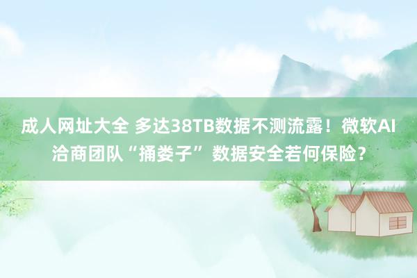 成人网址大全 多达38TB数据不测流露！微软AI洽商团队“捅娄子” 数据安全若何保险？