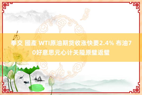 拳交 國產 WTI原油期货收涨快要2.4% 布油70好意思元心计关隘原璧返璧