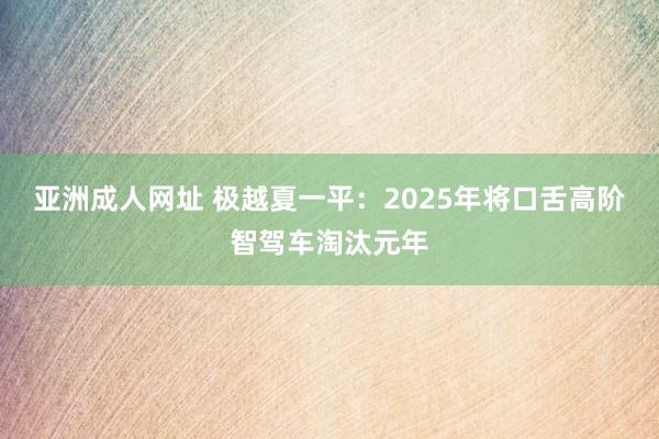 亚洲成人网址 极越夏一平：2025年将口舌高阶智驾车淘汰元年