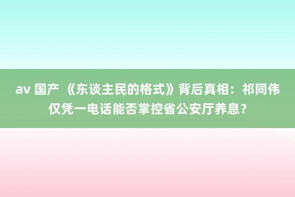 av 国产 《东谈主民的格式》背后真相：祁同伟仅凭一电话能否掌控省公安厅养息？