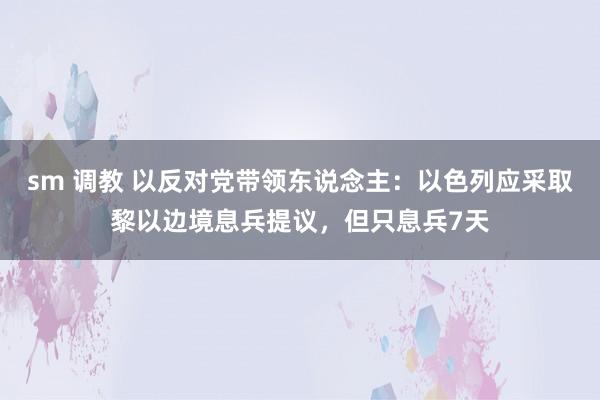 sm 调教 以反对党带领东说念主：以色列应采取黎以边境息兵提议，但只息兵7天