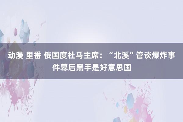 动漫 里番 俄国度杜马主席：“北溪”管谈爆炸事件幕后黑手是好意思国