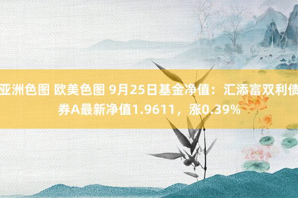 亚洲色图 欧美色图 9月25日基金净值：汇添富双利债券A最新净值1.9611，涨0.39%