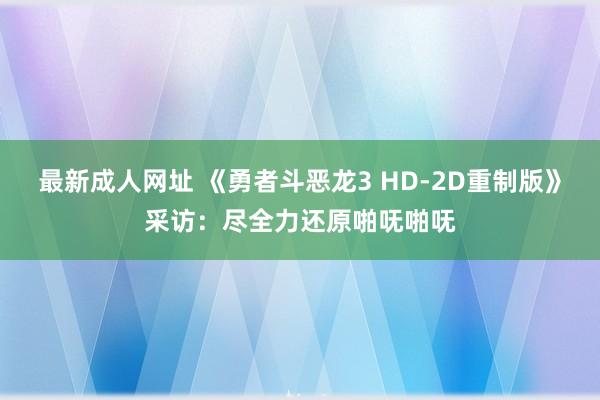 最新成人网址 《勇者斗恶龙3 HD-2D重制版》采访：尽全力还原啪呒啪呒