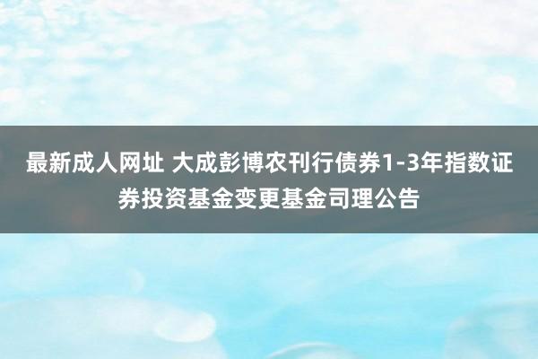 最新成人网址 大成彭博农刊行债券1-3年指数证券投资基金变更基金司理公告