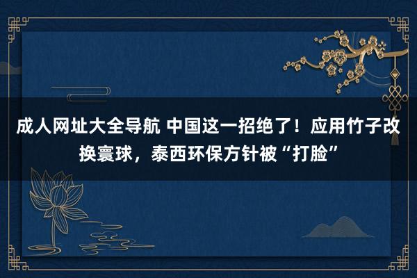 成人网址大全导航 中国这一招绝了！应用竹子改换寰球，泰西环保方针被“打脸”