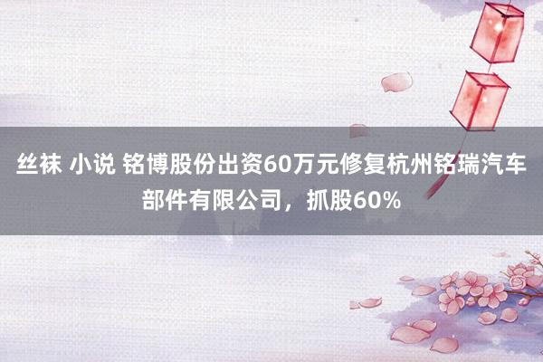 丝袜 小说 铭博股份出资60万元修复杭州铭瑞汽车部件有限公司，抓股60%