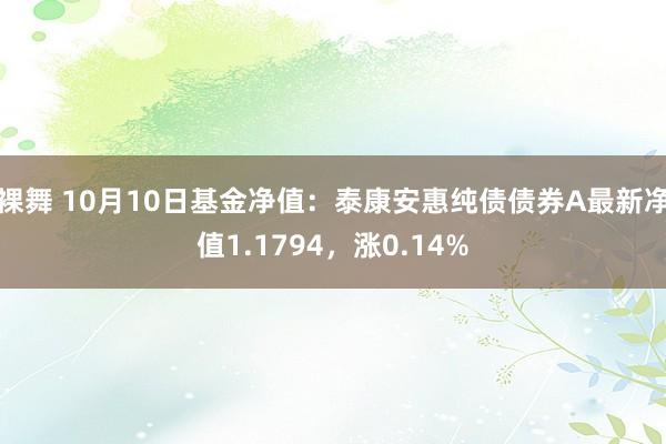 裸舞 10月10日基金净值：泰康安惠纯债债券A最新净值1.1794，涨0.14%