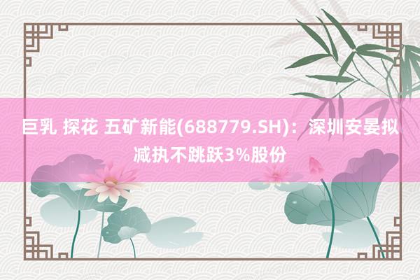 巨乳 探花 五矿新能(688779.SH)：深圳安晏拟减执不跳跃3%股份