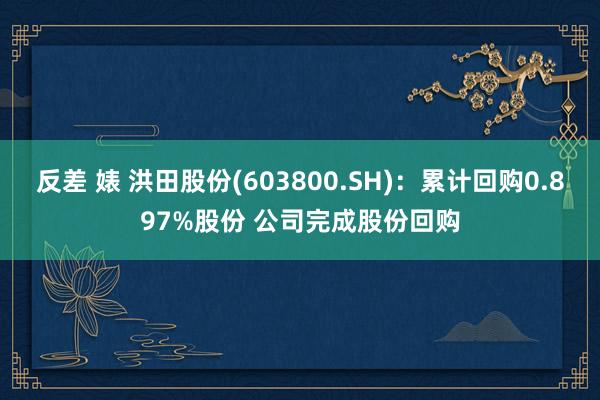 反差 婊 洪田股份(603800.SH)：累计回购0.897%股份 公司完成股份回购