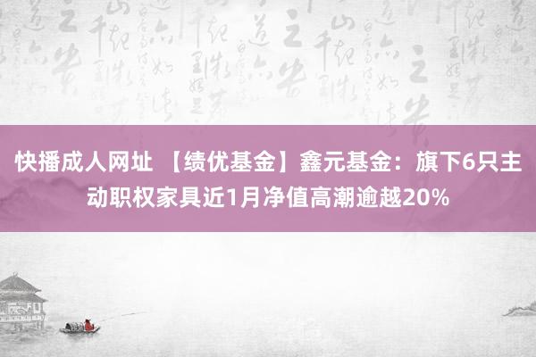 快播成人网址 【绩优基金】鑫元基金：旗下6只主动职权家具近1月净值高潮逾越20%