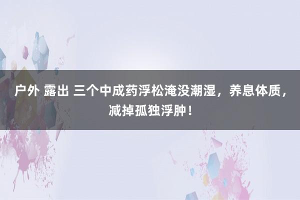 户外 露出 三个中成药浮松淹没潮湿，养息体质，减掉孤独浮肿！