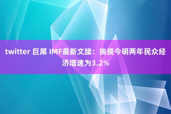 twitter 巨屌 IMF最新文牍：揣摸今明两年民众经济增速为3.2%