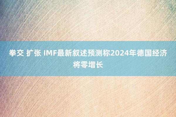 拳交 扩张 IMF最新叙述预测称2024年德国经济将零增长