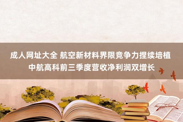 成人网址大全 航空新材料界限竞争力捏续培植 中航高科前三季度营收净利润双增长