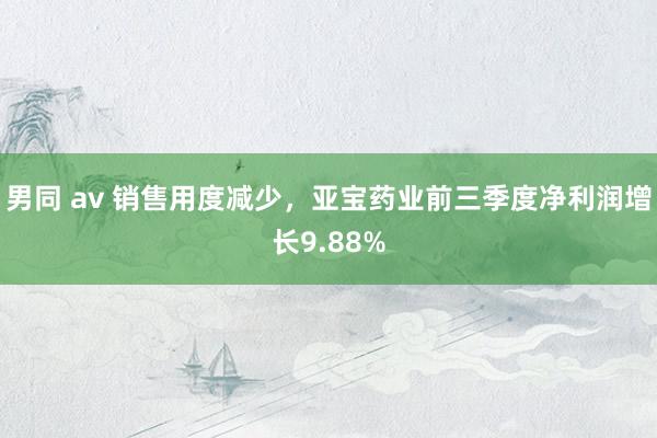 男同 av 销售用度减少，亚宝药业前三季度净利润增长9.88%