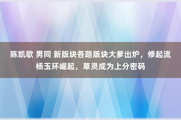 陈凯歌 男同 新版块各路版块大爹出炉，修起流杨玉环崛起，草灵成为上分密码