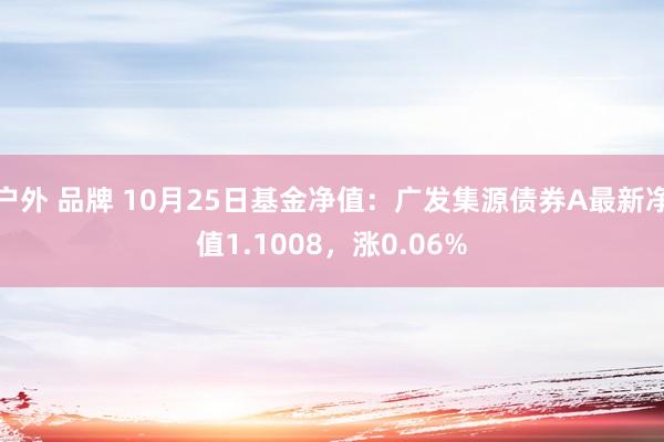 户外 品牌 10月25日基金净值：广发集源债券A最新净值1.1008，涨0.06%