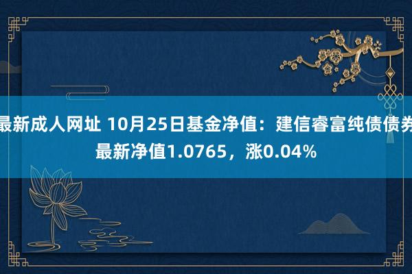 最新成人网址 10月25日基金净值：建信睿富纯债债券最新净值1.0765，涨0.04%