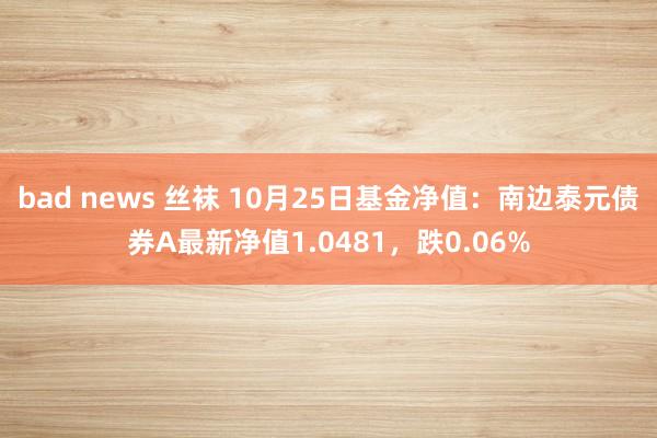 bad news 丝袜 10月25日基金净值：南边泰元债券A最新净值1.0481，跌0.06%