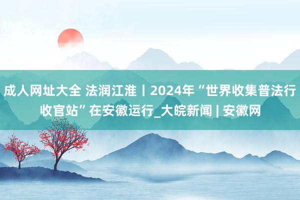 成人网址大全 法润江淮丨2024年“世界收集普法行收官站”在安徽运行_大皖新闻 | 安徽网