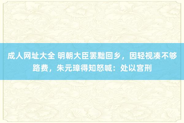 成人网址大全 明朝大臣罢黜回乡，因轻视凑不够路费，朱元璋得知怒喊：处以宫刑