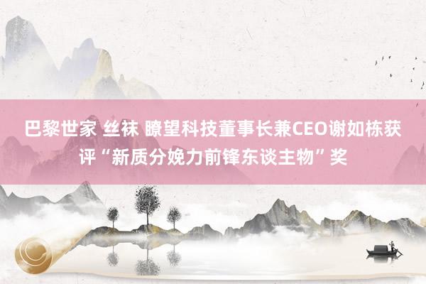 巴黎世家 丝袜 瞭望科技董事长兼CEO谢如栋获评“新质分娩力前锋东谈主物”奖