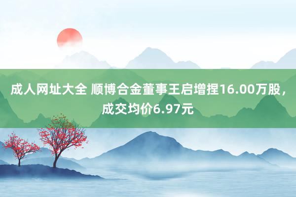 成人网址大全 顺博合金董事王启增捏16.00万股，成交均价6.97元