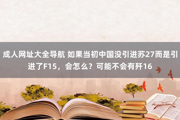 成人网址大全导航 如果当初中国没引进苏27而是引进了F15，会怎么？可能不会有歼16