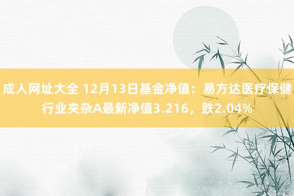 成人网址大全 12月13日基金净值：易方达医疗保健行业夹杂A最新净值3.216，跌2.04%