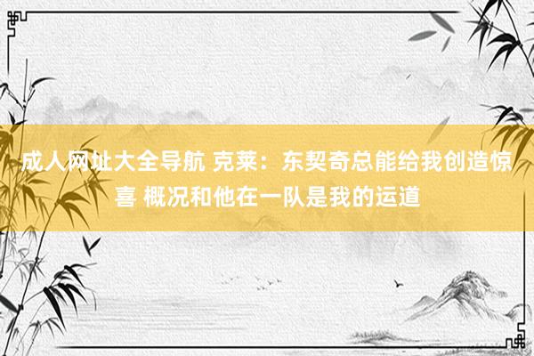 成人网址大全导航 克莱：东契奇总能给我创造惊喜 概况和他在一队是我的运道