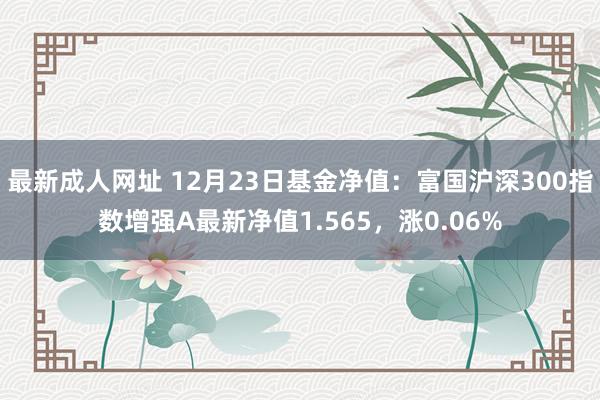 最新成人网址 12月23日基金净值：富国沪深300指数增强A最新净值1.565，涨0.06%