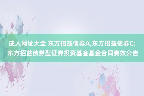 成人网址大全 东方招益债券A，东方招益债券C: 东方招益债券型证券投资基金基金合同奏效公告