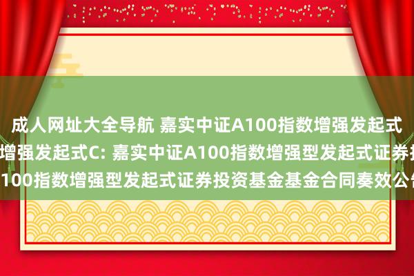 成人网址大全导航 嘉实中证A100指数增强发起式A，嘉实中证A100指数增强发起式C: 嘉实中证A100指数增强型发起式证券投资基金基金合同奏效公告