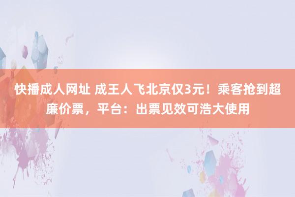 快播成人网址 成王人飞北京仅3元！乘客抢到超廉价票，平台：出票见效可浩大使用