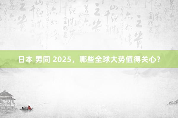 日本 男同 2025，哪些全球大势值得关心？