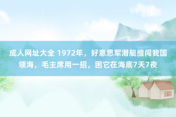 成人网址大全 1972年，好意思军潜艇擅闯我国领海，毛主席用一招，困它在海底7天7夜