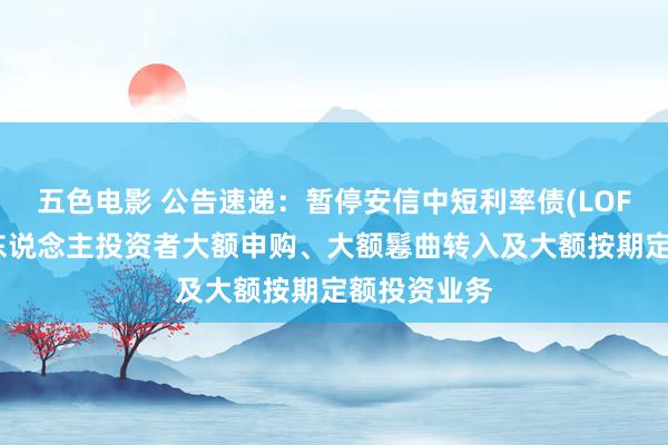 五色电影 公告速递：暂停安信中短利率债(LOF)基金非个东说念主投资者大额申购、大额鬈曲转入及大额按期定额投资业务