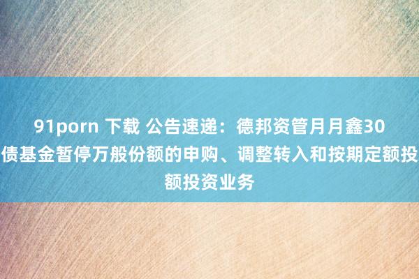 91porn 下载 公告速递：德邦资管月月鑫30天鼎新债基金暂停万般份额的申购、调整转入和按期定额投资业务