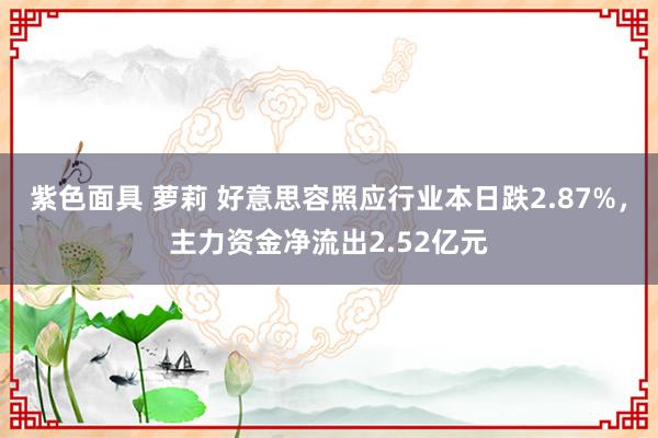 紫色面具 萝莉 好意思容照应行业本日跌2.87%，主力资金净流出2.52亿元