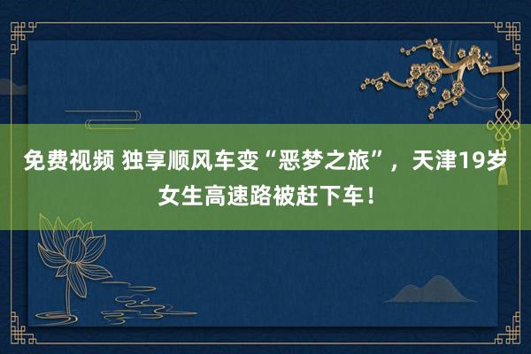 免费视频 独享顺风车变“恶梦之旅”，天津19岁女生高速路被赶下车！