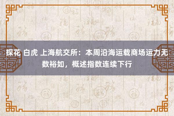 探花 白虎 上海航交所：本周沿海运载商场运力无数裕如，概述指数连续下行